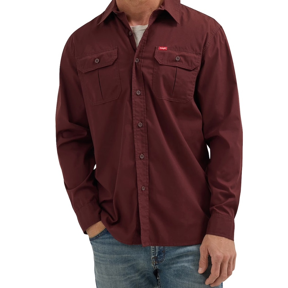 Men's Wrangler Relaxed Fit Stretch Shirt Button Up - Picture 3 of 3